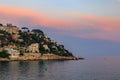 Mediterranean Sea and Mont Boron hill at sunset in Nice, South of France Royalty Free Stock Photo