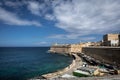 Mediterranean sea panorama with Sant Elmo fort and breakwater in Valletta, Malta. .
