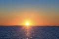 Mediterranean sea sunset horizon orange sun Royalty Free Stock Photo