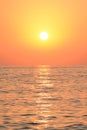 Mediterranean Sea sunset. Solar path Royalty Free Stock Photo