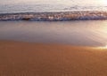The Mediterranean Sea at the sunset, waves at sunset, Greece Royalty Free Stock Photo