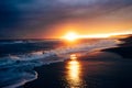 Mediterranean sea surf line sunset landscape photo. Beautiful nature scenery photography with bright sky Royalty Free Stock Photo
