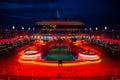 Mediterranean Sea, 14.10.2018: The swimming pool onboard Norwegian Cruise Line illuminated at night Royalty Free Stock Photo