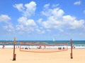 Mediterranean sea. Tel Aviv public sand beach Royalty Free Stock Photo