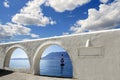 Mediterranean sea view white archs architecture