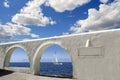 Mediterranean sea view white archs architecture Royalty Free Stock Photo