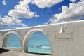 Mediterranean sea view white archs architecture Royalty Free Stock Photo