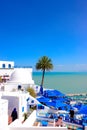 Sidi Bou Said, White and Blue Cafe Terrace, Mediterranean Sea