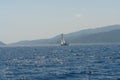 Mediterranean Sea. White sail lonely ...