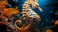 Mediterranean Seahorse. Profile of Mediterranean Seahorse. generative ai