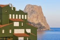 Mediterranean spanish coastline with picturesque building and penon ifach. Spain