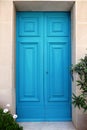 Mediterranean style closed wooden Turquoise door