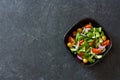 Mediterranean-style salad with lettuce corn, olives, tomatoes an Royalty Free Stock Photo