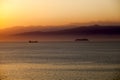 Mediterranean sunset with a cruise ship Royalty Free Stock Photo