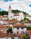 Mediterranean town with a church on top of a hill Royalty Free Stock Photo