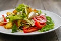 Mediterranean vegetable letuce and croutons salad