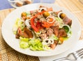 Mediterranean vegetable salad with tuna