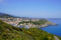 Mediterranean vermeille coast in south sea beach french Pyrenees Orientales in Languedoc-Roussillon France Royalty Free Stock Photo