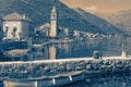 Mediterranean village landscape. Montenegro, Stoliv village. Toned image