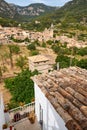 Mediterranean village in the Tramuntana mountains, view of Valldemossa, beautiful landscape of Majorca island Spain Royalty Free Stock Photo