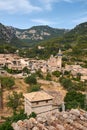 Mediterranean village in the Tramuntana mountains, view of Valldemossa, beautiful landscape of Majorca island Spain Royalty Free Stock Photo