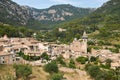 Mediterranean village in the Tramuntana mountains, view of Valldemossa, beautiful landscape of Majorca island Spain Royalty Free Stock Photo