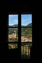 Mediterranean village in the Tramuntana mountains, view of Valldemossa, beautiful landscape of Majorca island Spain Royalty Free Stock Photo