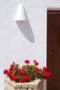 Mediterranean white houses red geraniums