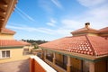 mediterraneanstyle clay tile roofing on a luxury hotel Royalty Free Stock Photo