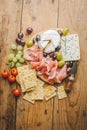 Mediterranian appetizers on old wooden table Royalty Free Stock Photo