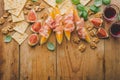 Mediterranian appetizers on old wooden table Royalty Free Stock Photo