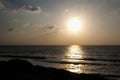 Mediterranian Sea Sunset - Ashkelon, Israel Royalty Free Stock Photo
