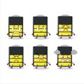 Medium battery cartoon character with various angry expressions