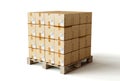 Medium Cardboard Box Stack On Wooden Pallet Royalty Free Stock Photo