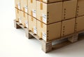 Medium Cardboard Box Stack On Wooden Pallet Royalty Free Stock Photo
