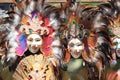 Medium close up of colorful masks sold at the streets during the Kadayawan festival in Davao City