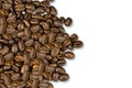 Medium coffee roasted beans isolated on white background. with clipping paths. Grind to brew various coffee recipes