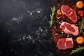 steak dark ribeye background fried grill beef raw food red meat. Generative AI.