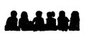 Medium group of children seated silhouette 1