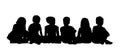 Medium group of children seated silhouette 2