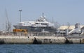 Ship under shipyard maintenance works in mallorca