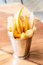 medium rare beef steak with vegetable and french fries Royalty Free Stock Photo