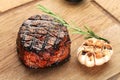 Medium rare Ribeye steak or beef steak. Royalty Free Stock Photo