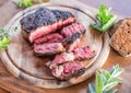 Medium rare Ribeye steak or beef steak Royalty Free Stock Photo
