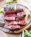 Medium rare Ribeye steak or beef steak Royalty Free Stock Photo