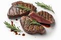 Medium rare ribeye steak on wooden board. Grilled ribeye beef steak Royalty Free Stock Photo