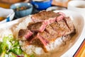 Medium rare wagyu beef steak Royalty Free Stock Photo