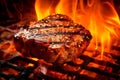 beef grill fried red dark chop background raw food meat steak. Generative AI.