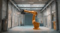 Medium shot of an automated robotic arm steadily painting an industrial structure emphasizing efficient largescale Royalty Free Stock Photo
