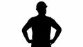 Silhouette Engineer in construction helmet standing with hands o Royalty Free Stock Photo